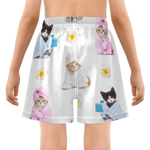 Boy Swim Trunks with Compression Liner Spa Kittens Boys Swim Shorts Quick Dry Beach Shorts3