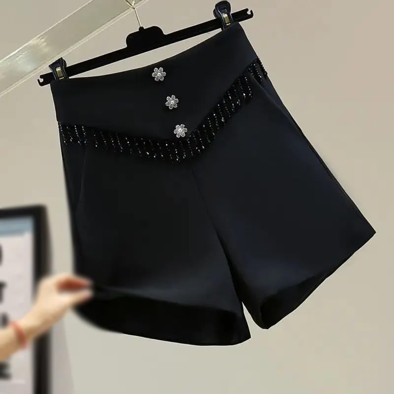 Casual Summer High Waist Suit with Shorts for Women Tassel Flower Woman Short Pants