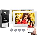 TMEZON Videocitofono Bifamiliare Y73,Videocitofono Smart Wifi 2 Fili con due monitor a Colori TFT LCD da 7