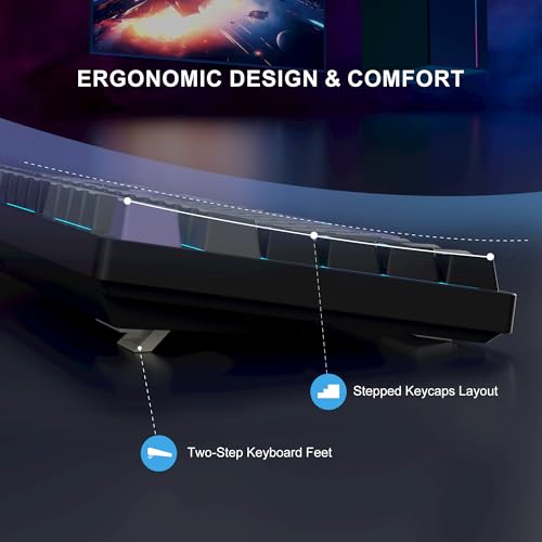 Image of MageGee MK-Storm Mechanical Gaming Keyboard, 104 Keys Wired Light Up Keyboard with Linear Red Switch, Ice Blue Backlit, Double-Shot Keycaps, N-Key Rollover for Laptop, Desktop, PC (Twilight Purple)