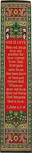 God Is Love, Woven Fabric Christian Bookmark, Let Us Love One Another, Silky Soft 1 John 4:7-8 Flexible Bookmarker For Novels Books And Bibles, Traditional Turkish Woven Design, Memory Verse Gift #TOP28