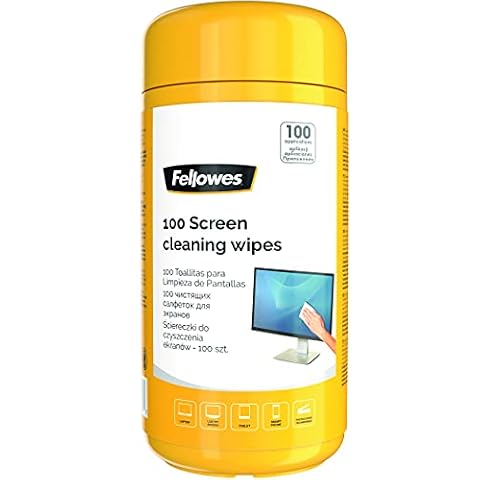 Fellowes 100 chusteczek do ekranu do domu i biura - chusteczki do czyszczenia monitora/laptopa/iPada/telefonu komórkowego/tabletu, zestaw 6 sztuk, tylko w serwisie Amazon