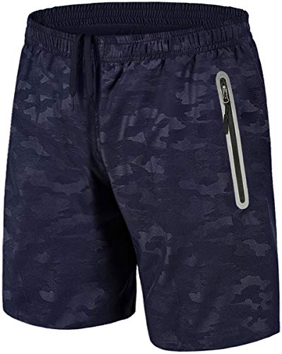 KEFITEVD Printed Shorts for Men Active Running Shorts Light Weight Sport Shorts Mens Athletic Shorts with Pockets Blue