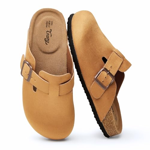 Trary Suede Clogs for Women Potato Shoes with Cork Footbed Memory Foam Clogs Comfortable Slip On...