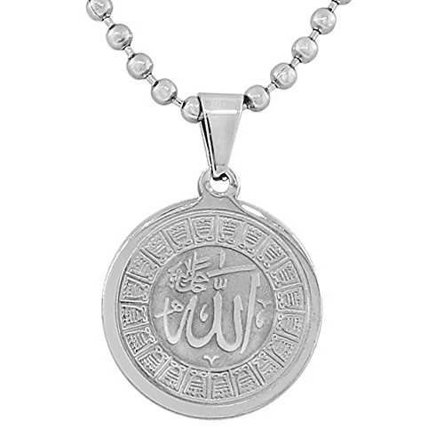 My Daily Styles Stainless Steel Silver-Tone Muslim Islam God Allah Pendant Necklace