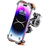 Diseño Único Antichoque – Cuenta en 4 lados, de almohadillas de silicona reforzadas en el interior y el exterior, el Glangeh soporte movil moto envuelve completamente y protege su teléfono de la vibración, incluso en carreteras accidentadas. Nunca se preocupe por los golpes o caídas que puedan dañar su teléfono. El nuevo aspecto mejorado y el diseño de colores brillantes en contraste, le hacen ser la estrella del ciclismo.