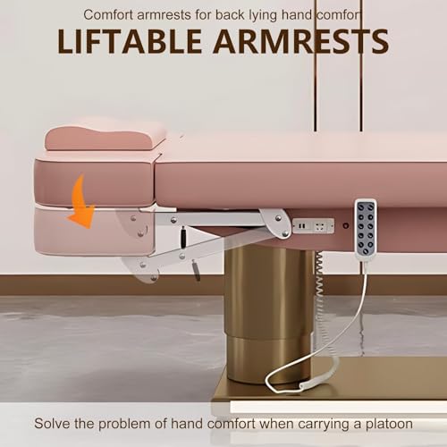 Larnavo Massage Table-Electric Massage Table with Pink Luxury Double Column Design, Beauty Bed Includes Smart Angle Adjustment, Thermostatic Heating Function, Stool(74.80IN) - Image 6