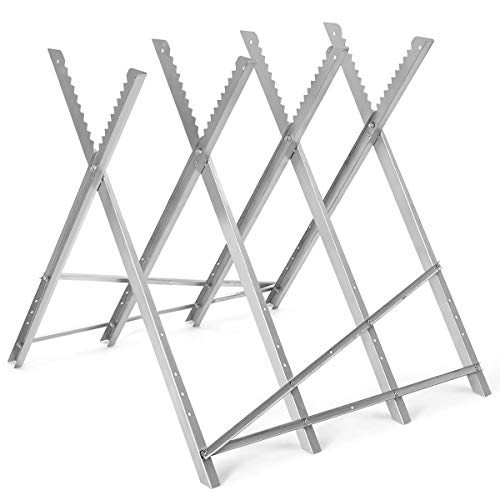 TANGZON Folding Saw Horse, Heavy Duty Log Sawhorses Stand with Notched Sawteeth, Portable Wood Splitter Work Bench for Hand Saw Chainsaw, 100KG Load Capacity 1 TANGZON Folding Saw Horse, Heavy Duty Log Sawhorses Stand with Notched Sawteeth, Portable Wood Splitter Work Bench for Hand Saw Chainsaw, 100KG Load Capacity