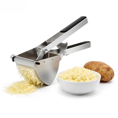 ARATERVIO Profi Kartoffelpresse Edelstahl, Großer Kartoffelstampfer mit Silikongriff Rutschfest...