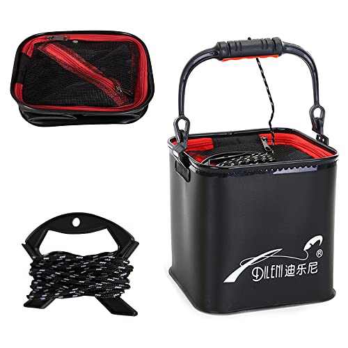 折りたたみ バケツ 釣り用 バッカン 水汲み 貯水容器 水桶 EVA製 キャンプ用 フィッシング アウトドア 洗車 7L大容量 20cm ロープ6m