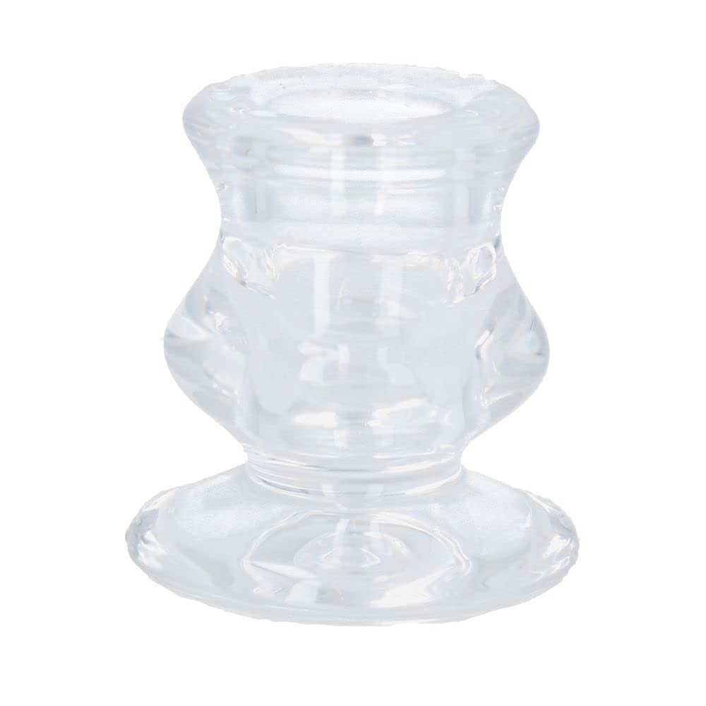 Gisela Graham Transparent Clear Glass Candle Holder By