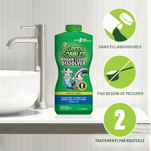 Green Gobbler GGDIS2CH32 DISSOUDRE Liquide Hair & Grease Clog Remover/débouchage Ouvre/de vidange (31 OZ.) 32 oz Colorless – vue 5