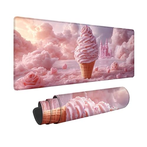 Tapis de souris de bureau rose 1500 mm avec finitions haut de gamme et base caoutchouc