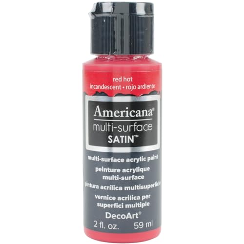 Deco Art Americana Multi-Surface Satin Acrylic Paint 2oz-Red Hot, 3.17x3.17x10.16 cm