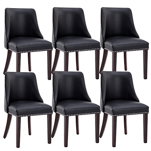 Mid Century Modern Dining Chairs Set of 2 Upholstered Linen Fabric Accent Chairs Wooden Side Chair for Living Room/Dining Room/Bedroom, Cream
