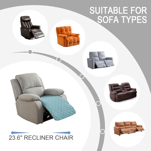 Image of Genina Waterproof Recliner Chair Covers, Recliner Cover for Dog Pets Friendly, Washable Antislip Reclining Chair Cover Furniture Protector, Sofa Slipcover for Living Room(23.6inch /Blue)