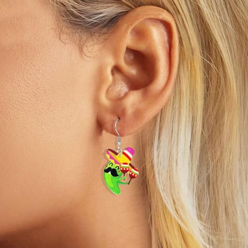 Cinco De Mayo Earrings for Women Colorful Fiesta Avocado Cactus Horse Chili Pepper Earrings Mexican Themed Statement Earring Fiesta Jewelry Gift3