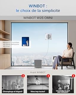 ECOVACS WINBOT W2S Omni Robot Nettoyeur de vitres avec Station, Nettoyage Intelligent Bord à Bord avec la TruEdge™, Charge en Fonctionnement, pulvérisateur d'eau 3 Jets, Protection 12 Niveaux