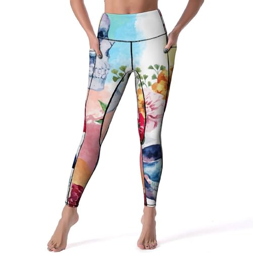 Leggings de yoga crâne de fleurs pantalon de sport respirant pour vos séances de gym au quotidien