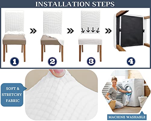 Springrico 6 Pack Dining Room Chair Covers With Seat Belt, Stretch Parsons Chair Slipcover Washable Kitchen Dining Chair Cover Removable Seat Protector Set Of 6, S1- White #TOP4
