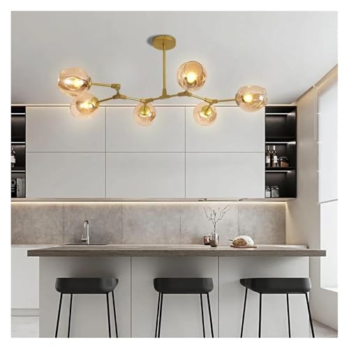 Lustre moderne en verre à 6 globes pour éclairage de salon