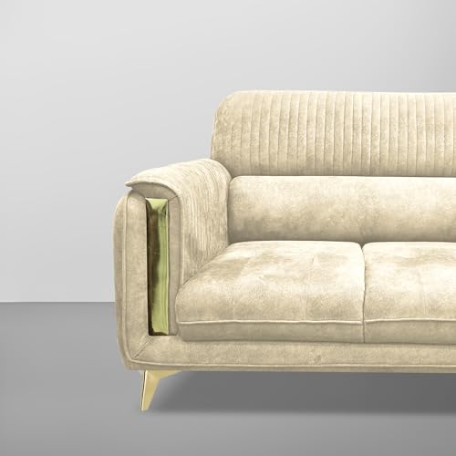 Image of Casaliving Gelio 2 Seater Sofa Set for Living Room (Cream Colour) Premium Fabric Sofa