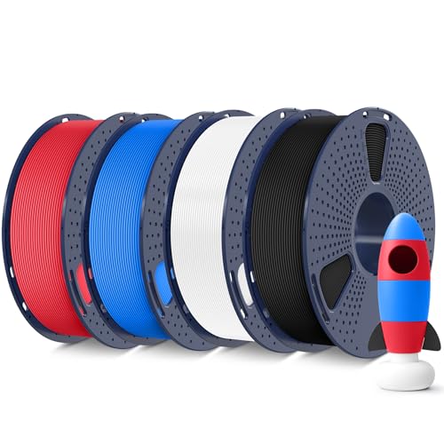 Image of SUNLU 4KG 3D Printer Filament Bundle PLA Matte 1.75mm, Neatly Wound Filament with Matte Finish, Print with 99% FDM 3D Printers, 1kg Spool (2.2lbs), 4 Packs, Black+White+Blue+Red