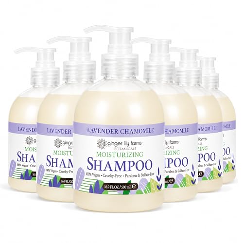 Image of Ginger Lily Farms Botanicals Shampoo, 16.9oz /6pk, Lavender Chamomile | 100% Vegan & Cruelty-Free | Moisturizing Shampoo for All Hair Types