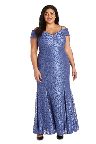 Image of R&M Richards Women's Embellished Full-Length Gown W /Illusion V-Neck & Back Zipper - Evening Cocktail Party Attire
