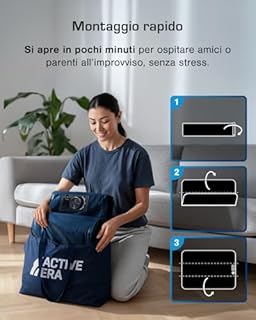 Active Era Materasso Gonfiabile Singolo con Pompa Elettrica Integrata, Rialzato e con Cuscino Integrato, Dimensioni di 99 X 188 X 36.5 cm