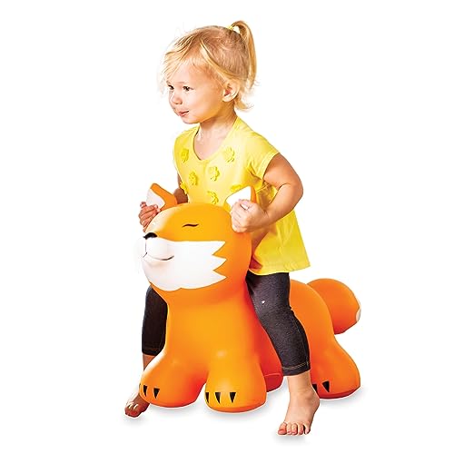 Image of Hearthsong Bouncy Inflatable Animal Jump-Along, 28”L x 13.5”W x 17.5”H, Hand Pump Included, 150 lbs., Ages 12 Months and Up, Fox
