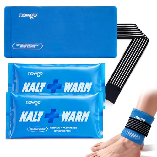 NEWGO Wiederverwendbare Kühlpads, 27,5 x 13,5 cm Weiche Gelpacks für Kalt- und Warmkompressen, Ideal für Verletzungen von Handgelenk, Arm, Knie, Nacken, Knöchel, Mehrfachanwendung, 2 Stück