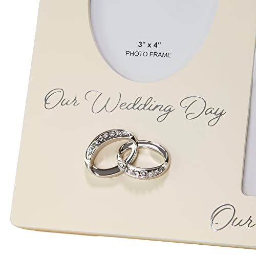 Haysom Interiors Contemporary 30 Years Together Then And Now Pearl Anniversary Light Beige Frame With Double Silver Rings | Beautiful 30Th Idea #TOP1