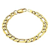 [Gourmette Homme Acier Inoxydable Bracelet] Ce magnifique bracelet est fabriqué en acier 316L de haute qualité, sans nickel, sans plomb, pas d’allergie, alors n’ayez aucune inquiétude si votre peau s’irrite facilement. Avec processus de placage superbe, garde le brillant du bracelet pendant une longue période et la couleur ne change pas. Vous pouvez se baigner, dormir et faire du sport en portant ce bracelet.