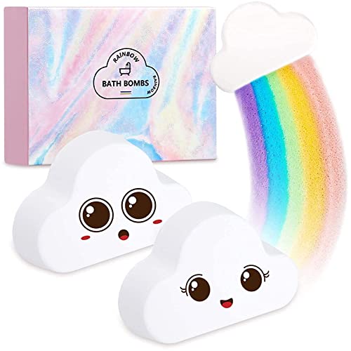 SIX FOXES Christmas Rainbow Bath Bombs, Organic Handcraft Bubble Bathbombs Suitable for Everyone, Gift idea for Birthday Valentines Anniversary Christmas, Mothers Day Gifts (Pack of 2)