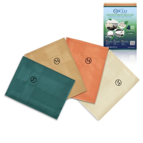 Mikrofiber Temizlik Bezi, Sihirli Bez, Cam ve Ayna Bezi, 4'lü Paket, Zümrüt Serisi