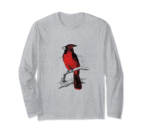 Red Cardinals Amantes de observación de aves Manga Larga