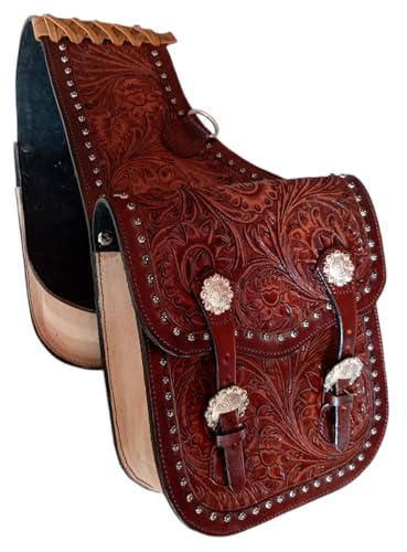 Bolsa alforja de cuero Western Horse para caballo | Bolsa para montar con correa ajustable - Marrón (11x11x3.5 pulgadas) miniatura 1
