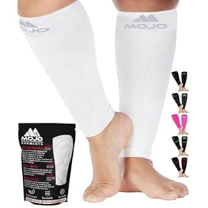 Mojo Compression Socks Footless for Women and Men 20-30mmHg – Extra Wide Plus Size Calf Sleeve – A604