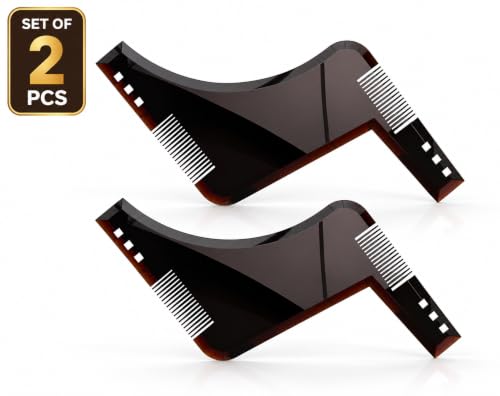 Image of Fully Beard Shaper Tool for Men Beard Comb for Men and Boys Beard Symmetry Tool for Perfect Lines, Neckline and Jawline (2-Pcs)