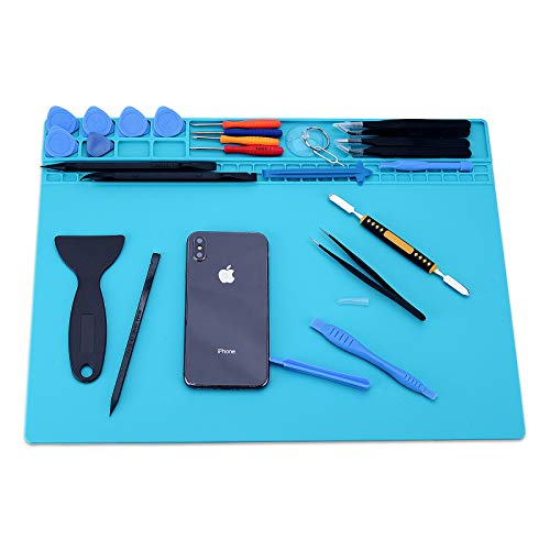 Mat Repair Heat Resistant 932°Soldering Mat Silicone Work Mat For Repairing Electronics Mat Workbench Pad Board for Soldering for Repairing Work,BGA Repair Station (Dark Blue)