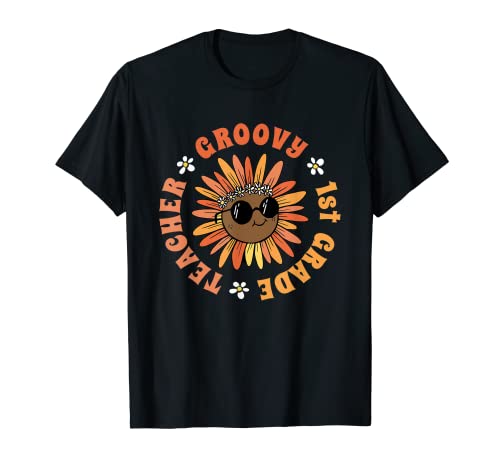 Groovy - Girasol para profesor de 1er grado, estilo retro de los años 60 y 70 Camiseta