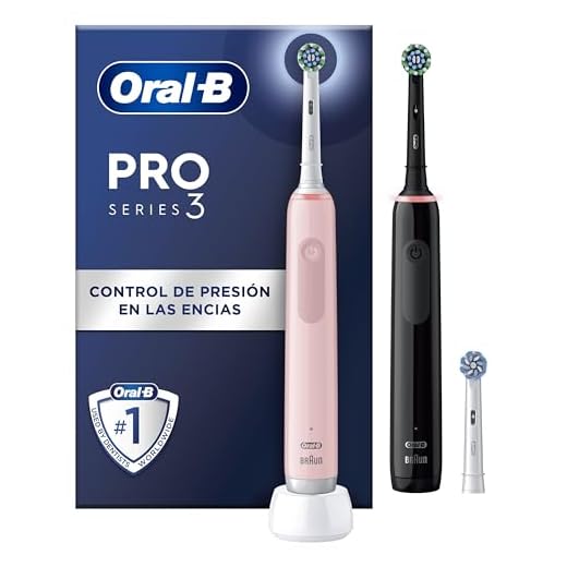 Oral-B Pro 3 3900N Cepillos de Dientes Eléctricos (Pack de 2) con Mango Recargable y Cabezal de Recambio, Diseñado Por Braun, Regalos Orginales para Mujer y Hombre - Negro y Rosa