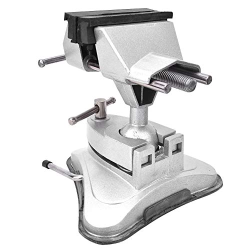Aluminum Alloy Bench Vise with 360 Degree Clamp, Suction Cup Base for Hobby Work, Garage, Workshop, Model Makers, Woodwork, Vacuum Universal Vise Table Clamp