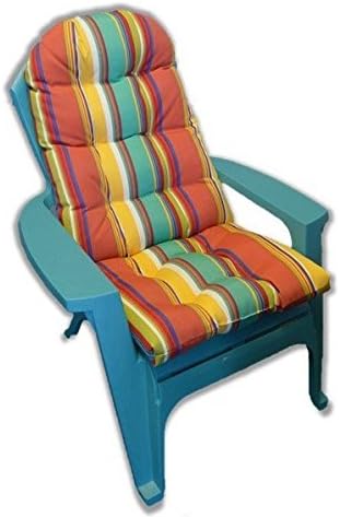 Outdoor Tufted Adirondack Chair Cushion - Red, Orange, Blue, Yellow, White Bright / Colorful Stripe