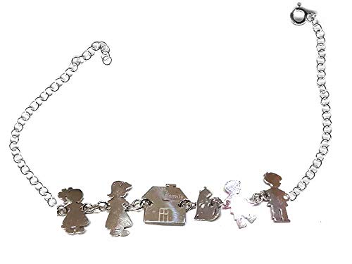 Bracelet Argent 925 famille et chat pour garder vos proches gravés contre votre cœur