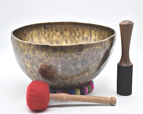 Singing Bowl Nepal- 12 inch Full Moon Singing Bowl Handmade in Nepal-Meditation,Healing,Sound Bath-Tibetan Bowl-Yoga And Relaxation (12 inch)