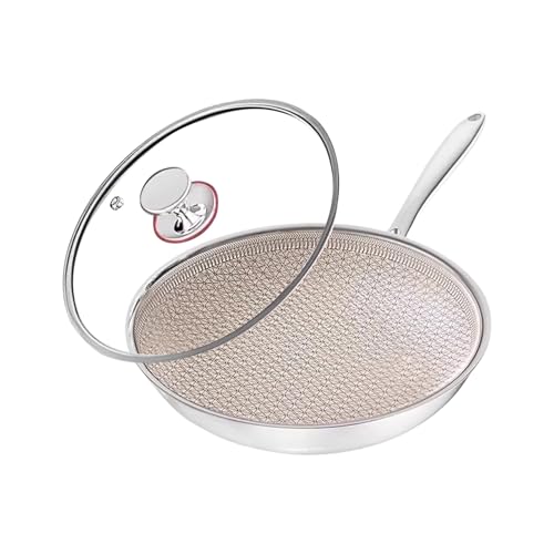 Sartenes y sartenes, sartenes antiadherentes de acero inoxidable con tapa, accesorios de cocina para saltear pescado, hornear, cocinar, filetes, camping