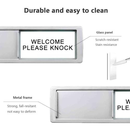Image of Do Not Disturb Sign, Privacy Door Status, Do Not Disturb /Please Knock Sign for Home Office Restroom Conference Hospital Hospital, Non-Scratch Magnetic Slider Door Indicator Signs, 7'' x 2'' - Black&White