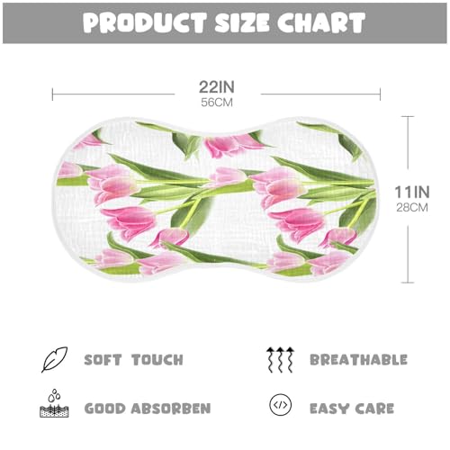 Beautiful Tulip Burp Cloths Cotton Baby Washcloths,Large 22x11in Burping Cloth Absorbent and Soft for Newborn Baby Boys and Girls,1 Pack4